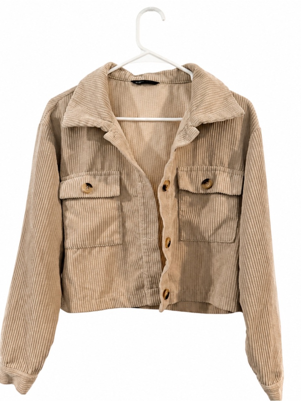 SHEIN Beige Corduroy Button-Front Jacket